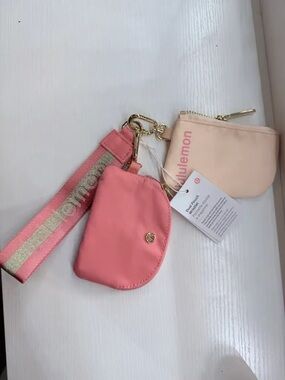 lululemon athletica Pink and Peach Key Pouch Set with Wristlet Strap